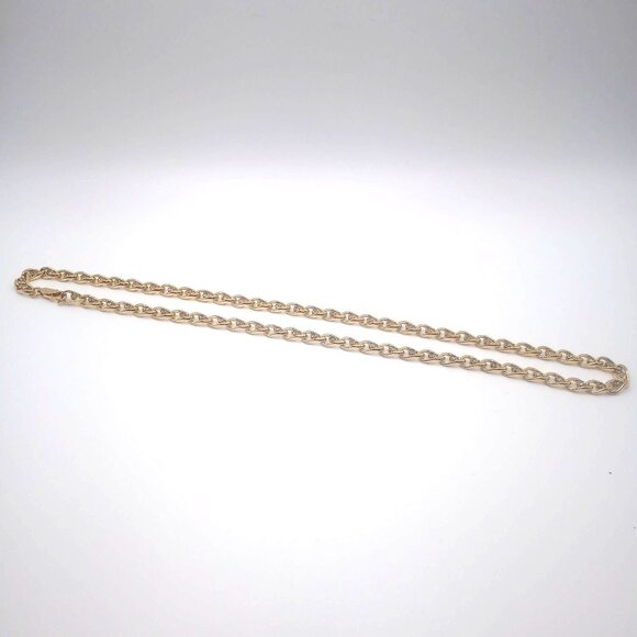 Necklace Gold-Tone Metal Link Chain Prong Set Rhinestone Accents 19.5" L 1980s - Picture 4 of 6